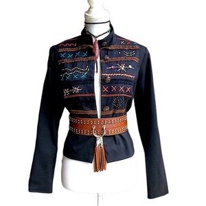 Alice Barnabe Black Embroidered Boho Jacket  B4